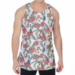 Watercolor Bouvardia Print Men's Velvet Tank Top
