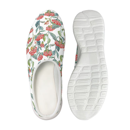 Watercolor Bouvardia Print Mesh Casual Shoes