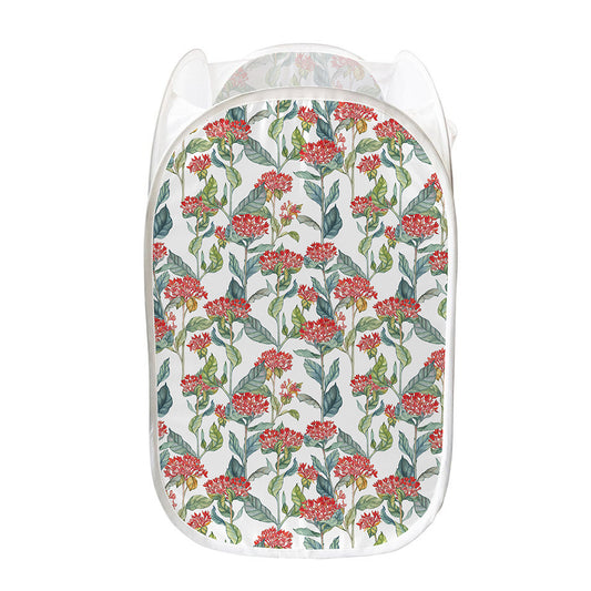 Watercolor Bouvardia Print Mesh Laundry Hamper