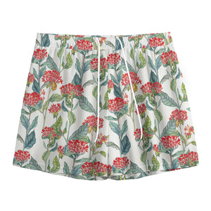 Watercolor Bouvardia Print Mesh Shorts