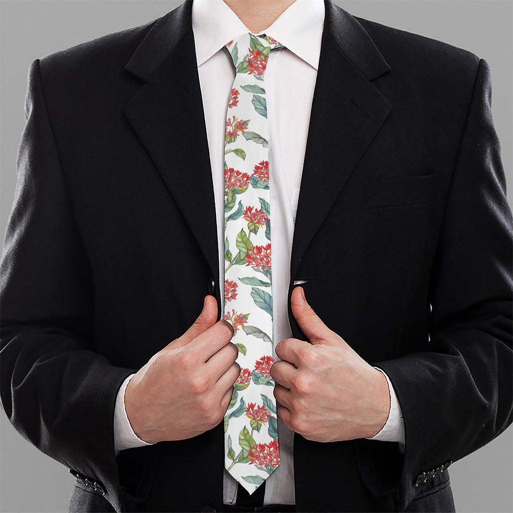 Watercolor Bouvardia Print Necktie