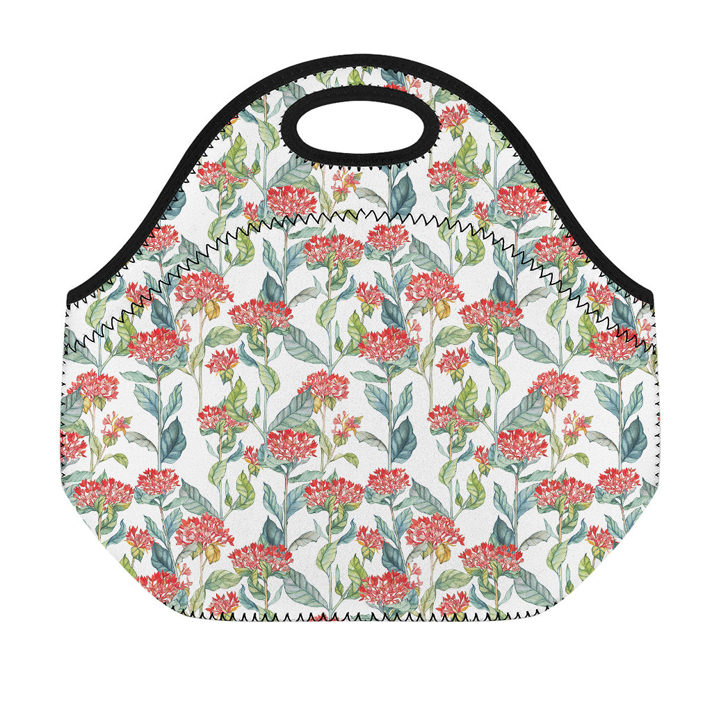 Watercolor Bouvardia Print Neoprene Lunch Bag