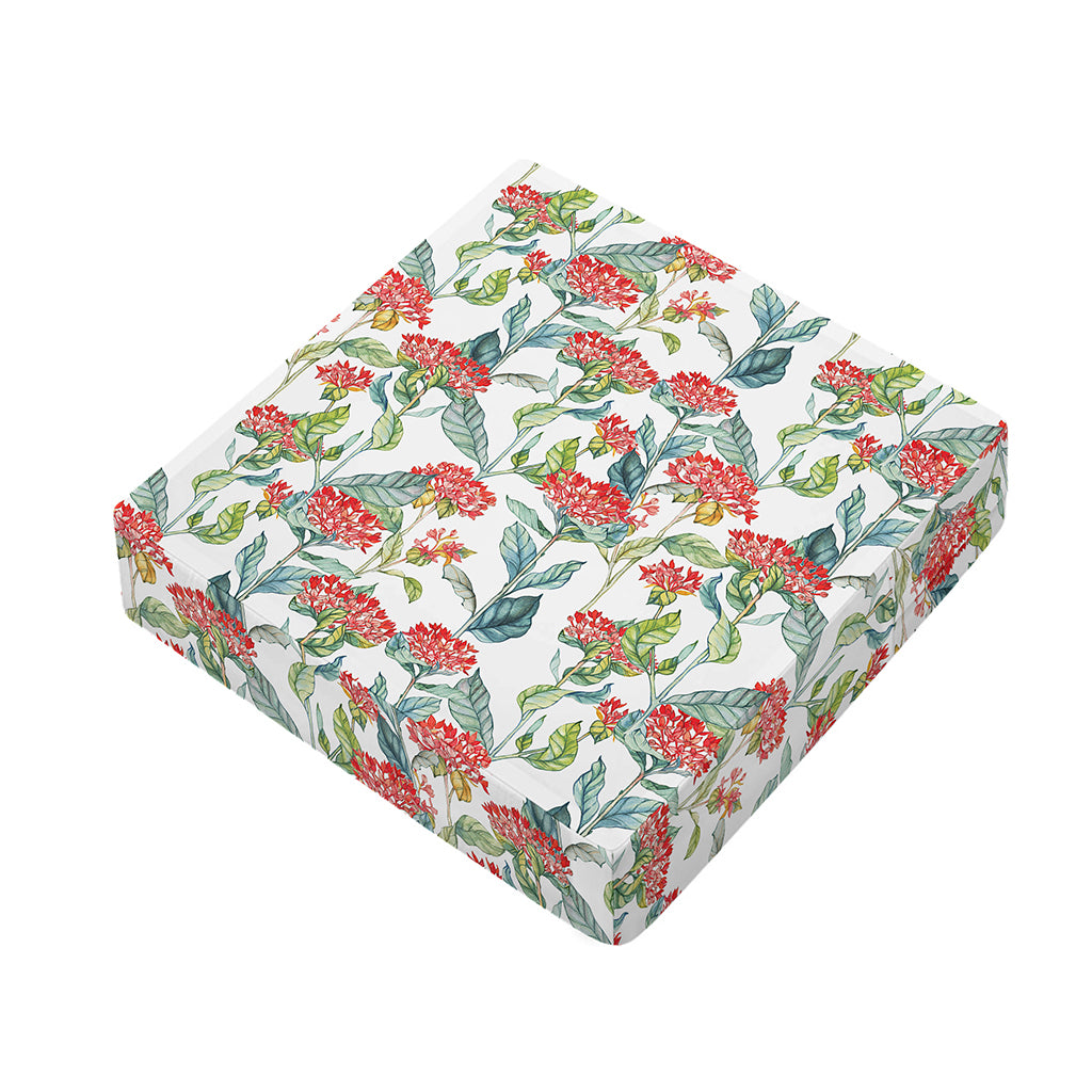 Watercolor Bouvardia Print Outdoor Seat Cushion Cover