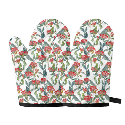 Watercolor Bouvardia Print Oven Mitts