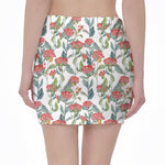 Watercolor Bouvardia Print Pencil Mini Skirt