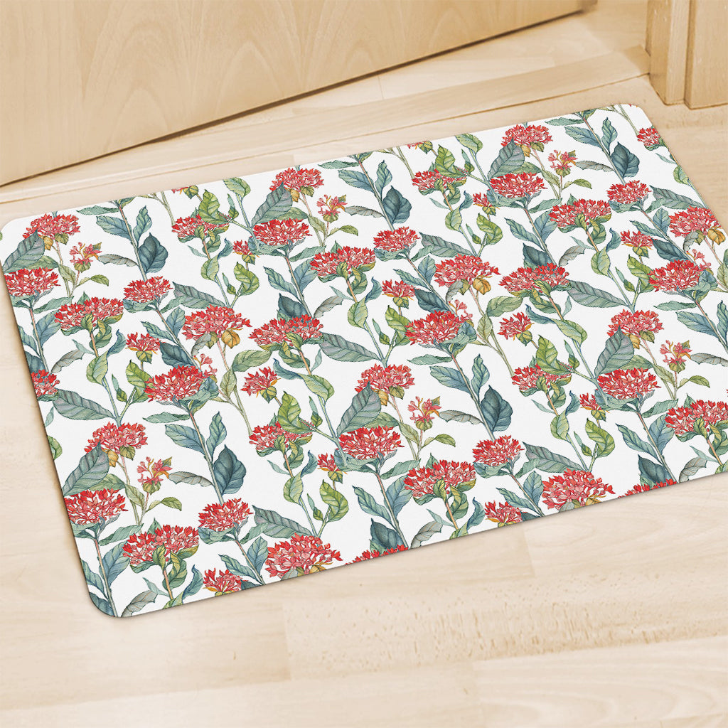 Watercolor Bouvardia Print Polyester Doormat