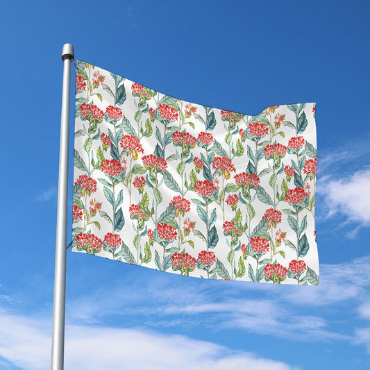 Watercolor Bouvardia Print Polyester Flag