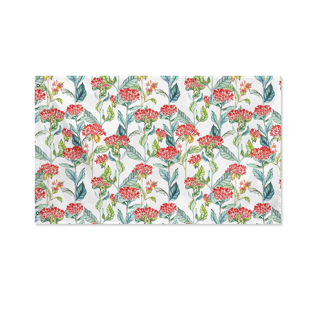 Watercolor Bouvardia Print Polyester Flag