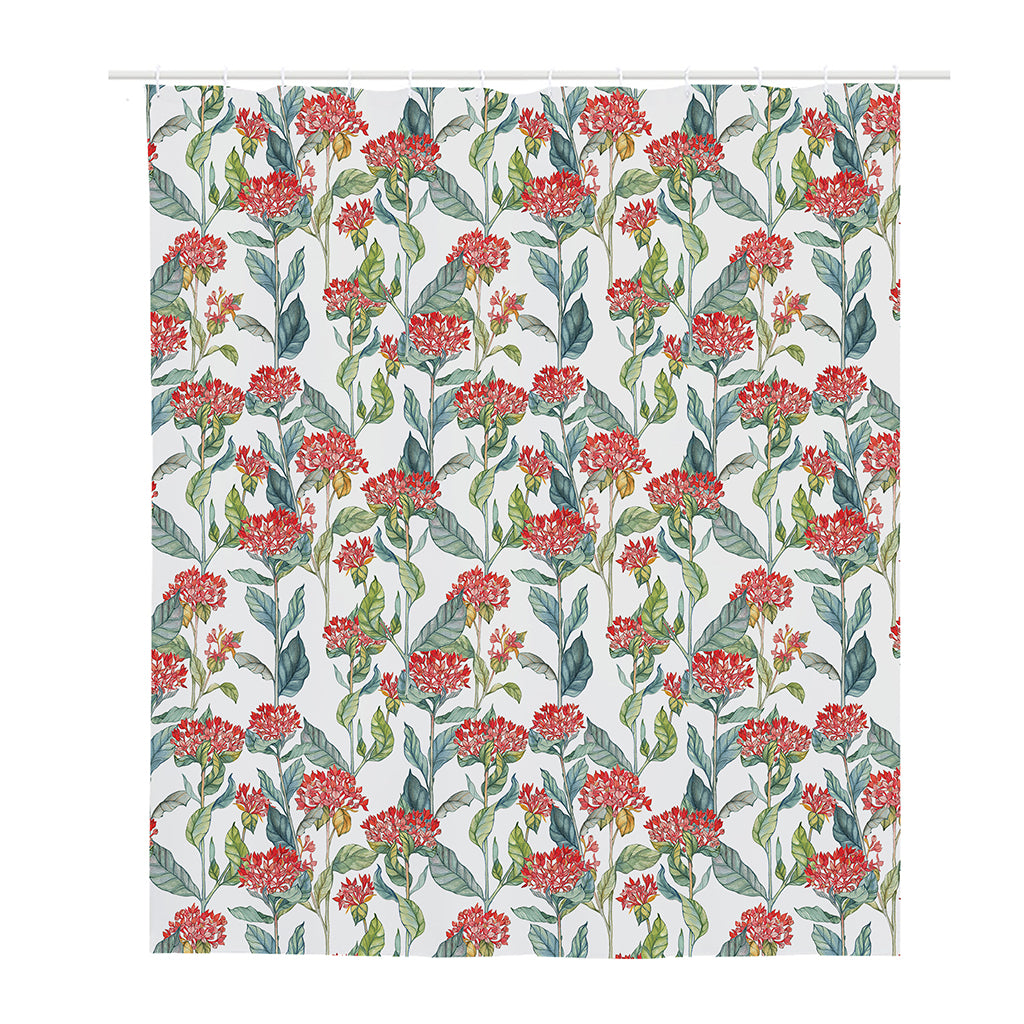 Watercolor Bouvardia Print Polyester Shower Curtain