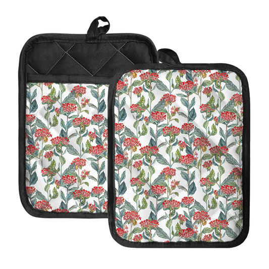 Watercolor Bouvardia Print Pot Holders With Pocket