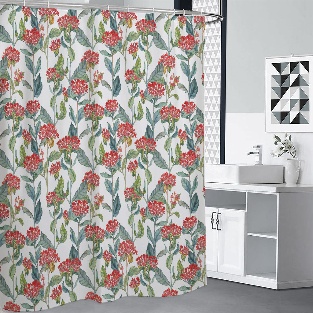 Watercolor Bouvardia Print Premium Shower Curtain