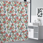 Watercolor Bouvardia Print Premium Shower Curtain