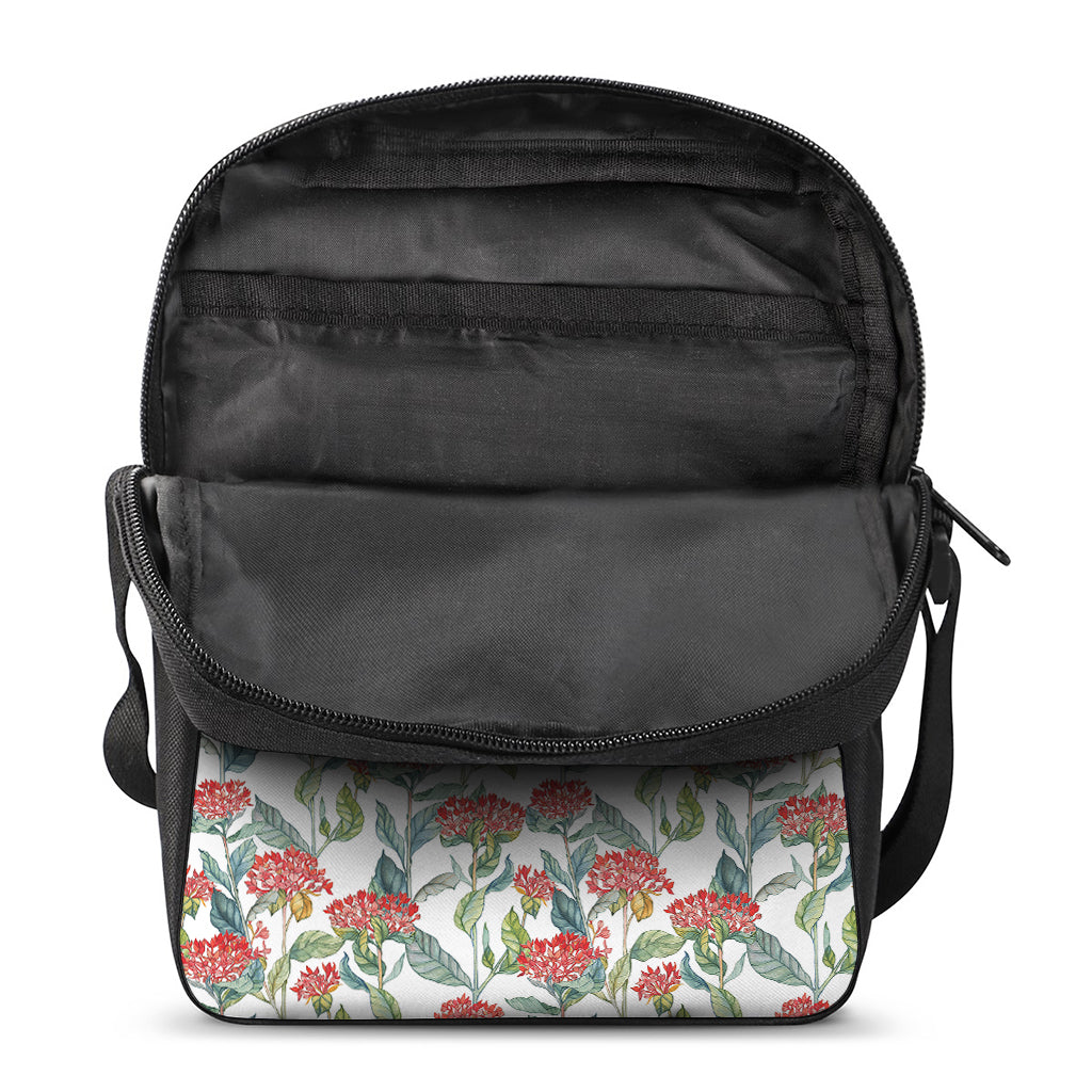 Watercolor Bouvardia Print Rectangular Crossbody Bag