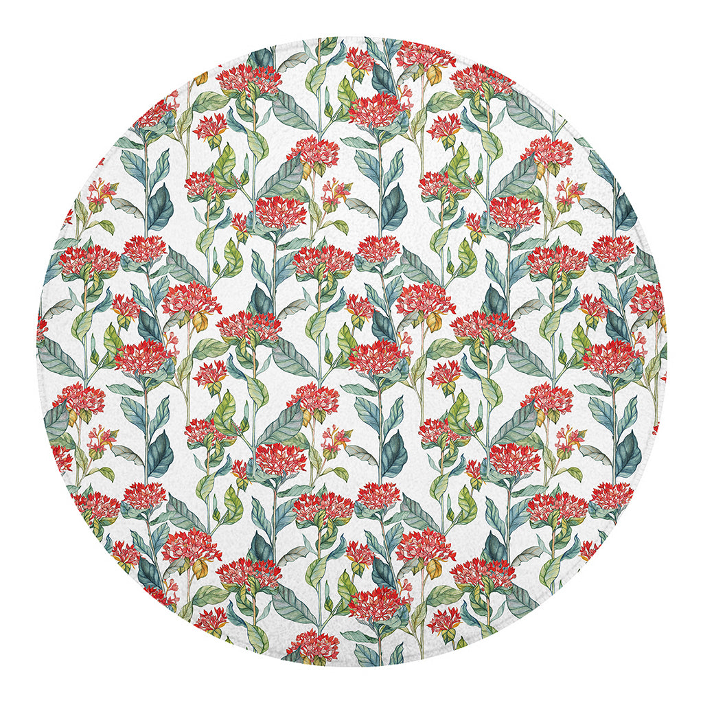 Watercolor Bouvardia Print Round Blanket