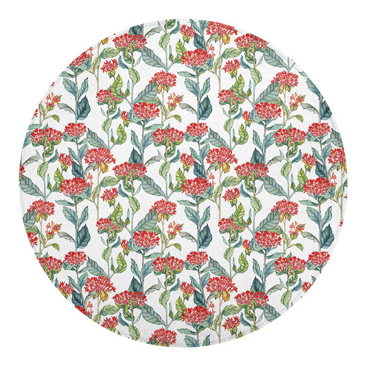 Watercolor Bouvardia Print Round Blanket