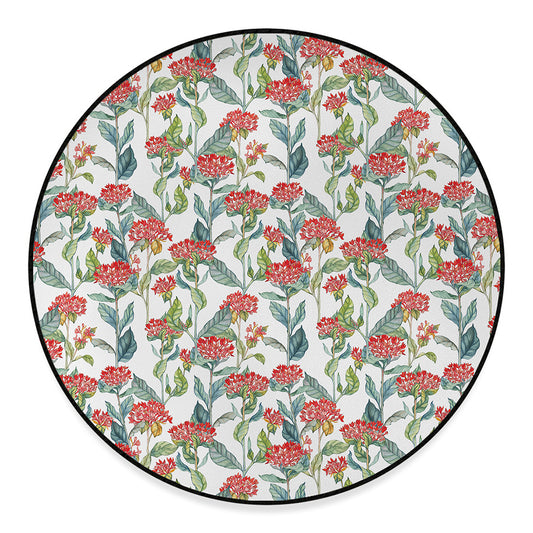 Watercolor Bouvardia Print Round Floor Mat