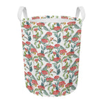 Watercolor Bouvardia Print Round Laundry Basket