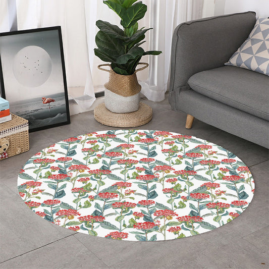 Watercolor Bouvardia Print Round Rug