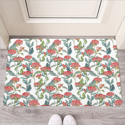 Watercolor Bouvardia Print Rubber Doormat
