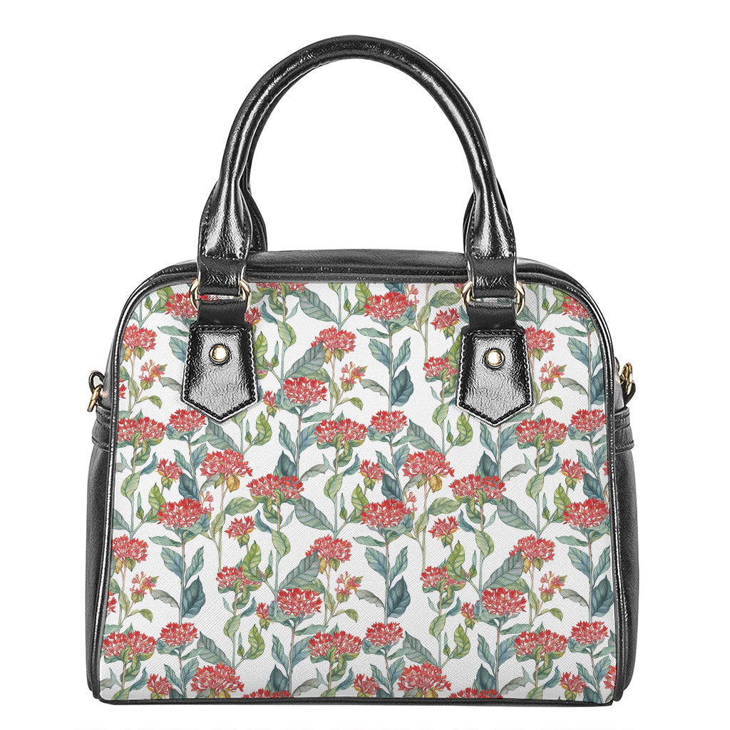 Watercolor Bouvardia Print Shoulder Handbag