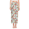 Watercolor Bouvardia Print Side Slit Maxi Skirt