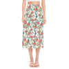 Watercolor Bouvardia Print Side Slit Midi Skirt