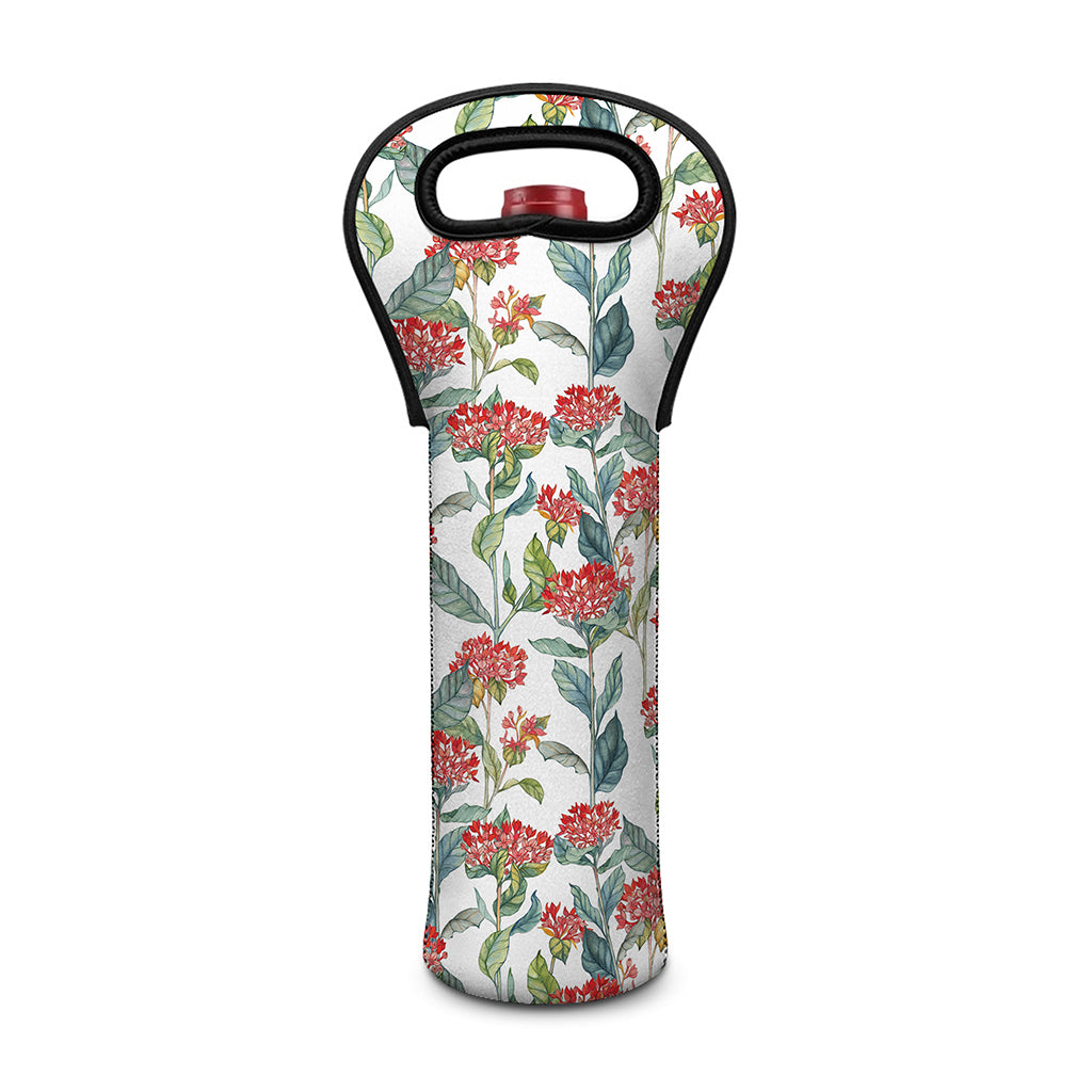 Watercolor Bouvardia Print Single Neoprene Wine Tote