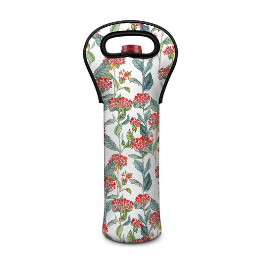 Watercolor Bouvardia Print Single Neoprene Wine Tote