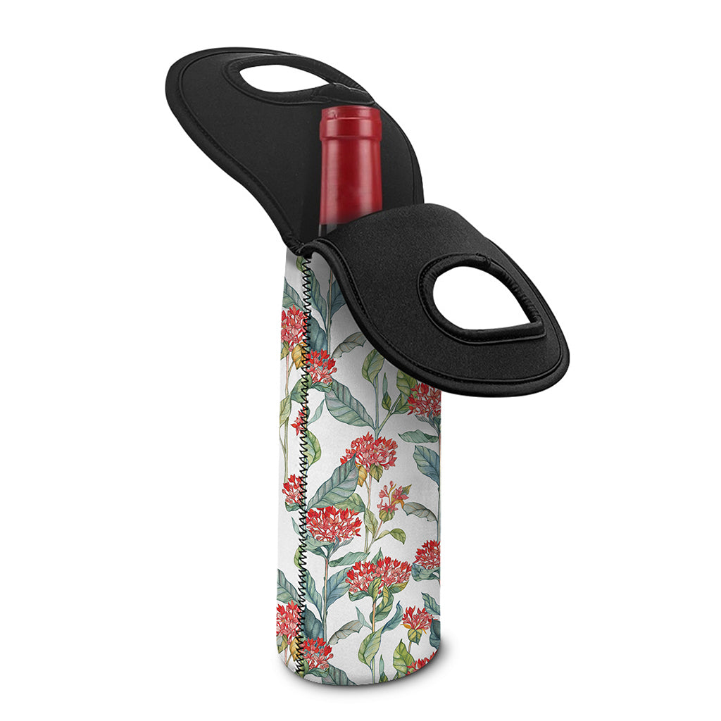 Watercolor Bouvardia Print Single Neoprene Wine Tote
