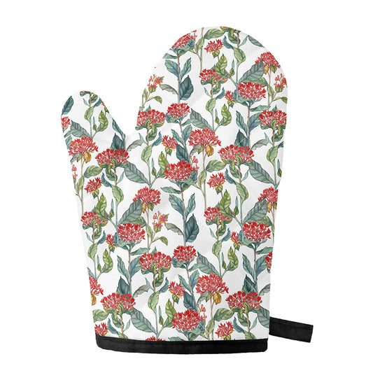 Watercolor Bouvardia Print Single Oven Mitt