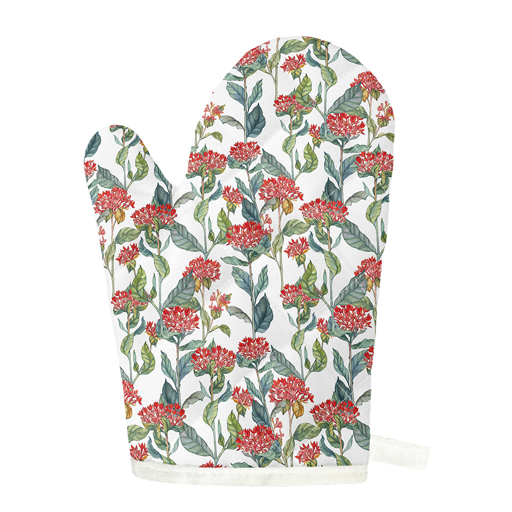 Watercolor Bouvardia Print Single Oven Mitt