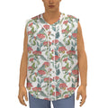 Watercolor Bouvardia Print Sleeveless Baseball Jersey