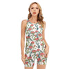 Watercolor Bouvardia Print Sleeveless One Piece Swimsuit