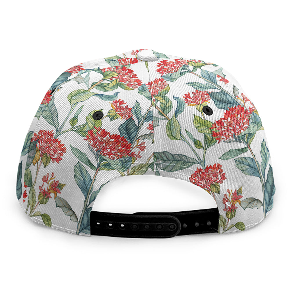 Watercolor Bouvardia Print Snapback Cap