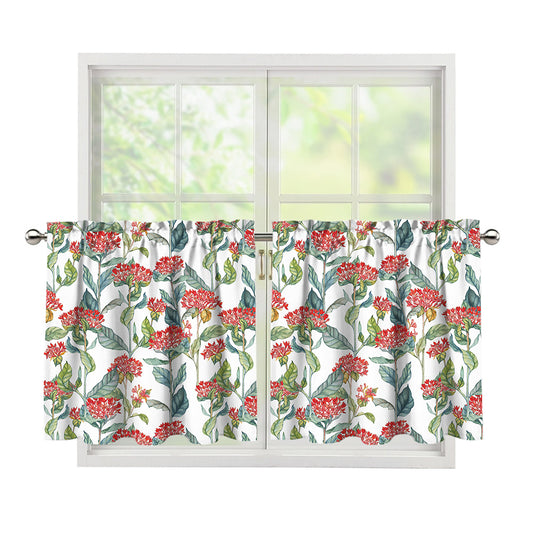 Watercolor Bouvardia Print Tier Curtains