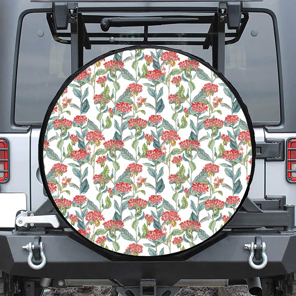 Watercolor Bouvardia Print Tire Cover
