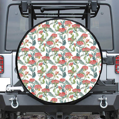 Watercolor Bouvardia Print Tire Cover