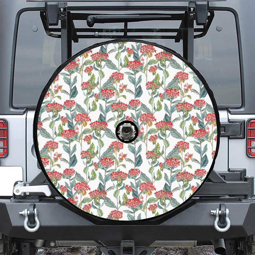 Watercolor Bouvardia Print Tire Cover With Camera Hole