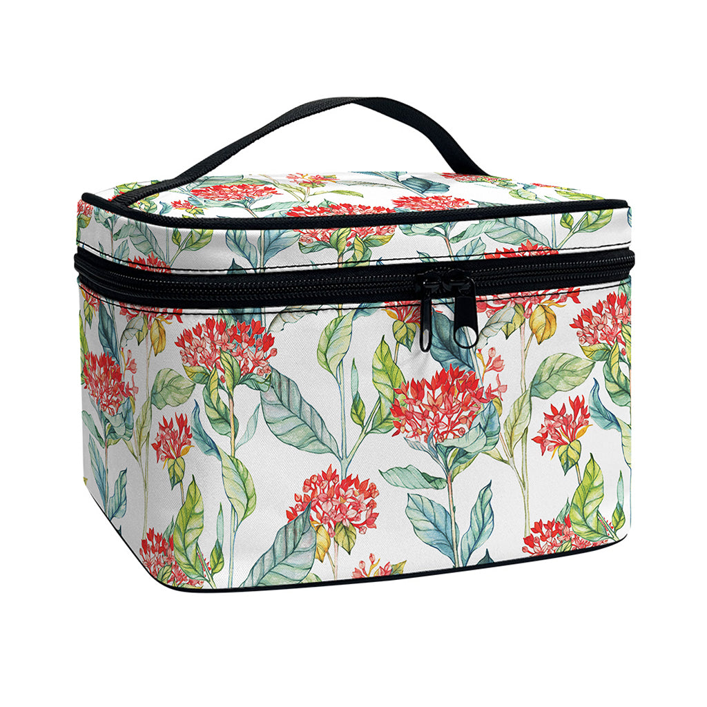 Watercolor Bouvardia Print Travel Makeup Bag