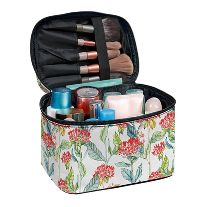 Watercolor Bouvardia Print Travel Makeup Bag