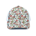Watercolor Bouvardia Print White Mesh Trucker Hat