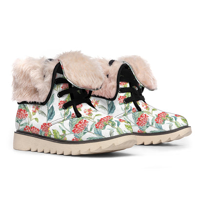 Watercolor Bouvardia Print Winter Boots