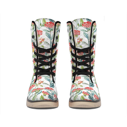 Watercolor Bouvardia Print Winter Boots
