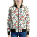 Watercolor Bouvardia Print Women's Bomber Jacket