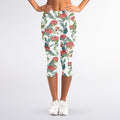Watercolor Bouvardia Print Women's Capri Leggings