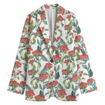 Watercolor Bouvardia Print Women's Cotton Blazer