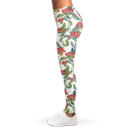 Watercolor Bouvardia Print Women's Leggings
