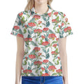 Watercolor Bouvardia Print Women's Polo Shirt