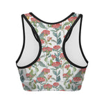 Watercolor Bouvardia Print Women's Sports Bra