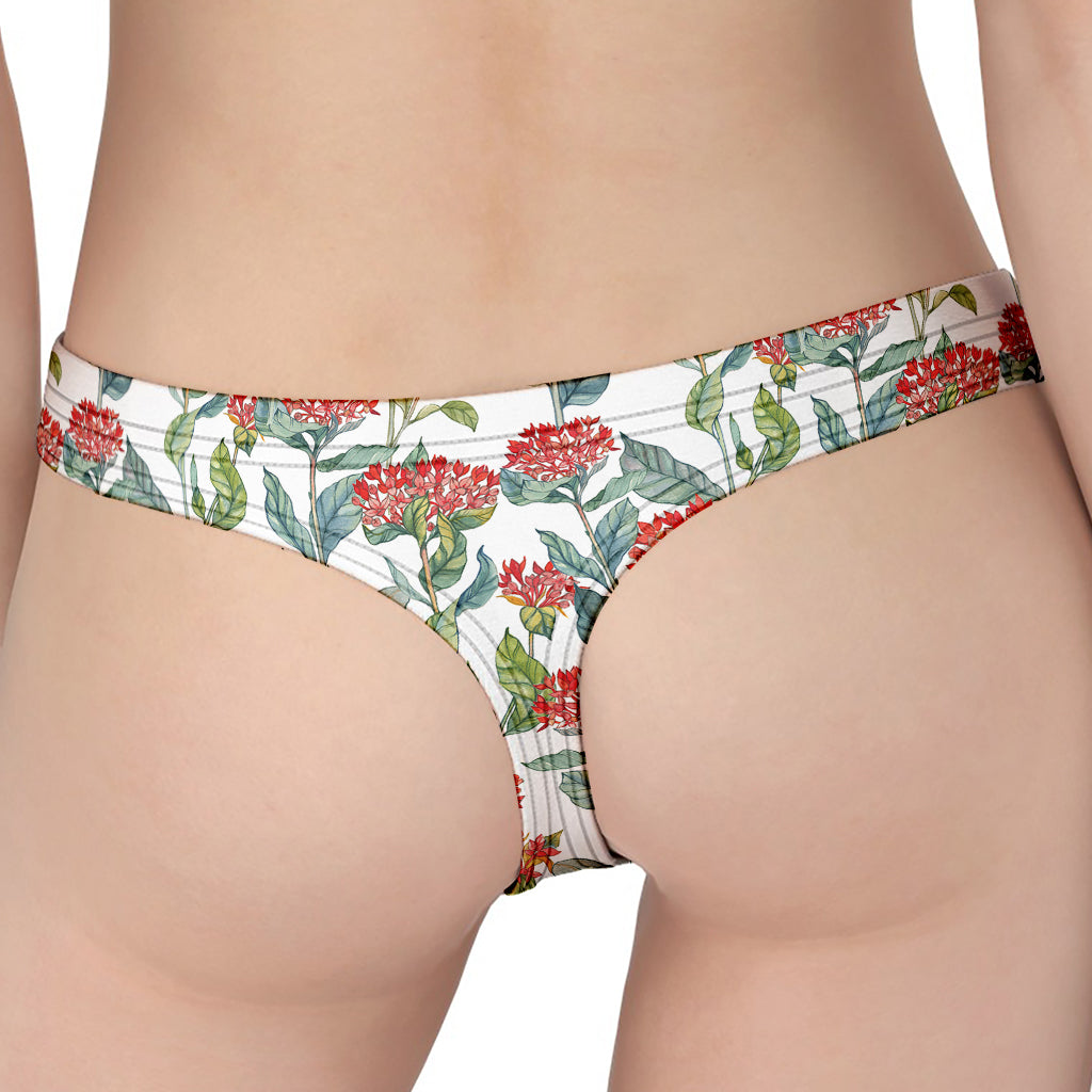 Watercolor Bouvardia Print Women's Thong